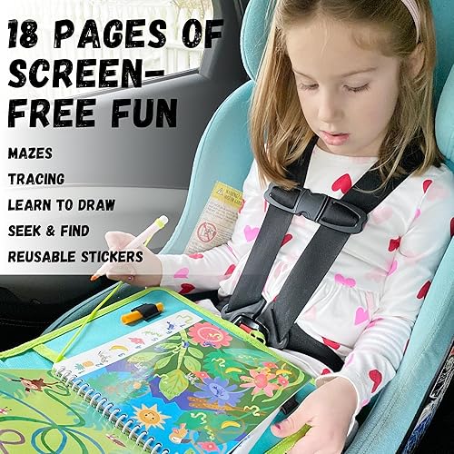 Miniatura 2 de Totebook Libro de actividades educativas de viaje para niños con marcadores lavables, actividades en automóvil y avión, juguetes de aprendizaje para