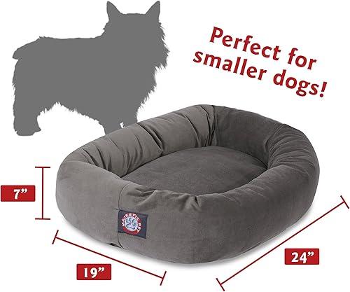 Miniatura 3 de Majestic Pet - Cama en forma de bagel para perro, color gris, 24pulgadas, terciopelo