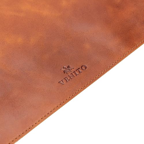 Vista 3 de Venito Tapete de escritorio de cuero prémium (36 x 19 pulgadas), tapete grande para mouse para accesorios de oficina en casa (marrón antiguo)