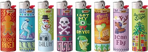 Miniatura 2 de BIC Encendedor de bolsillo, edición especial, colección navideña, varios diseños únicos de encendedores, paquete de 8 encendedores, relleno perfecto
