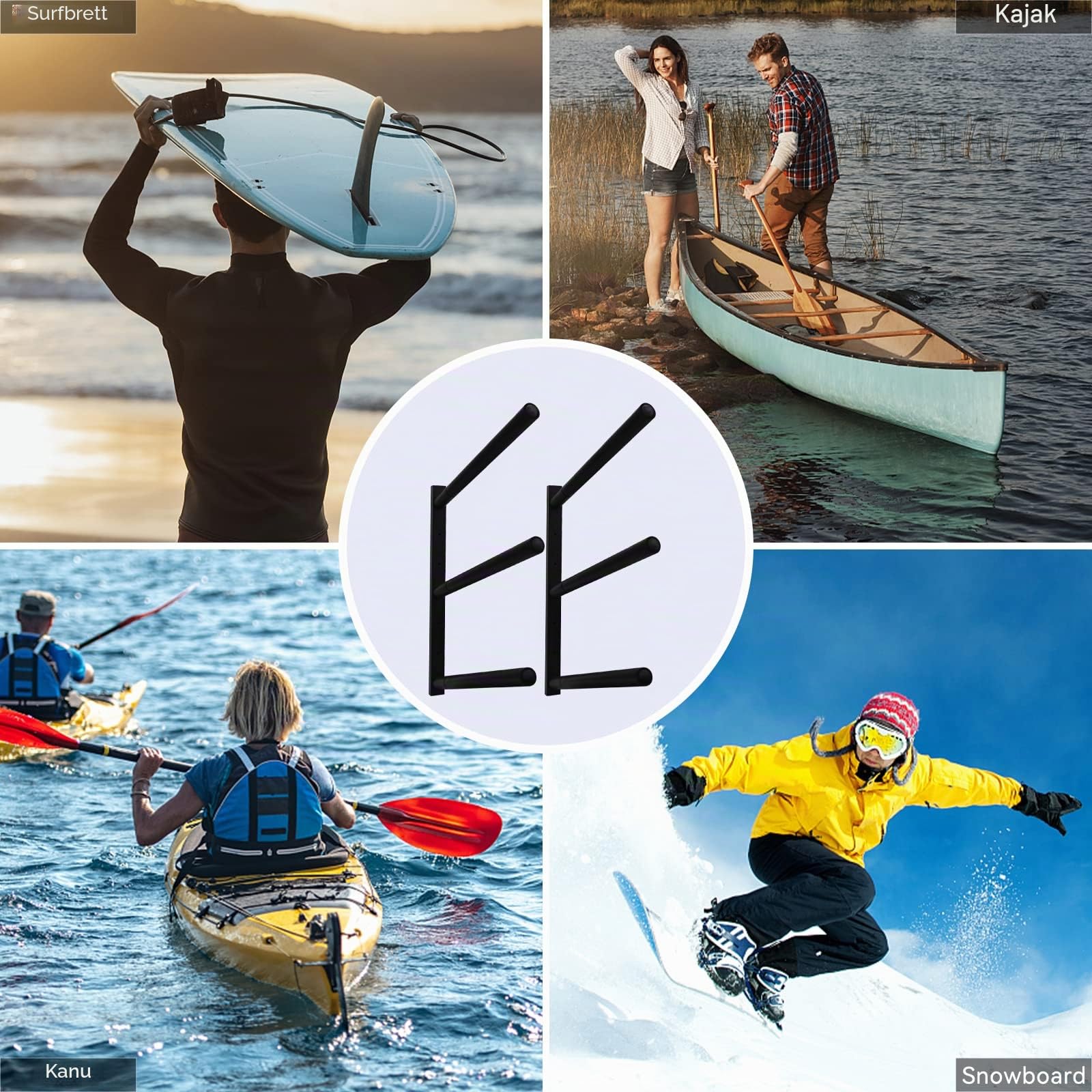 TWO STONES Surfbrett-Halter für die Wand, Surfbrett-Aufhänger funktioniert als Shortboard-, Skimboard- und Longboard-Aufhänger oder Ständer (CJ-OT2202)