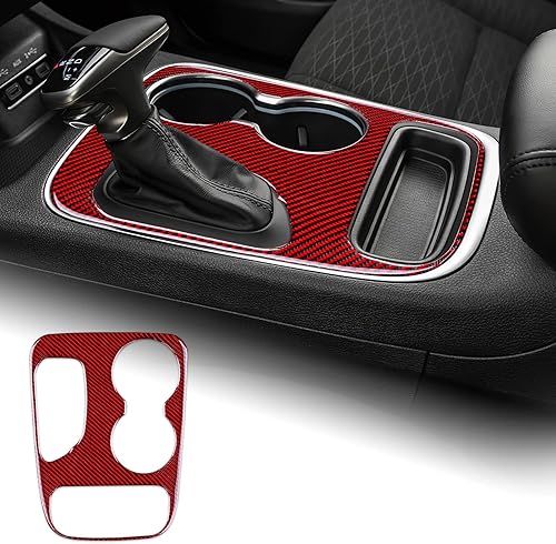 AIRSPEED Cubierta de panel de palanca de cambios de fibra de carbono, calcomanía para consola central interior para Dodge Durango 2018 2019 2020