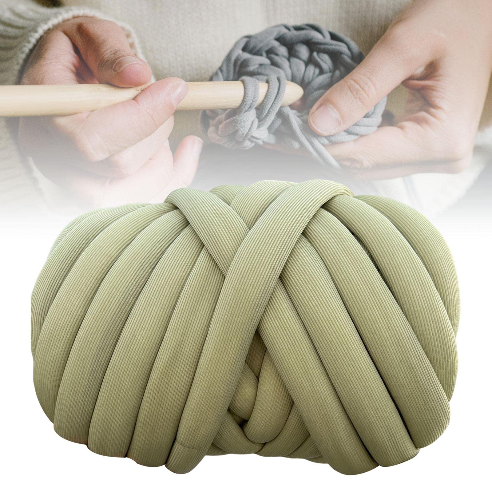 F Fityle Chunky Garn Chunky Garn Roving Häkeln, Sperrige Armstricken, Grob Gestrickte Kuscheldecke, Roving Garn zum Handstricken Häkeln für Haustier Bett Sofa Bag, Olive