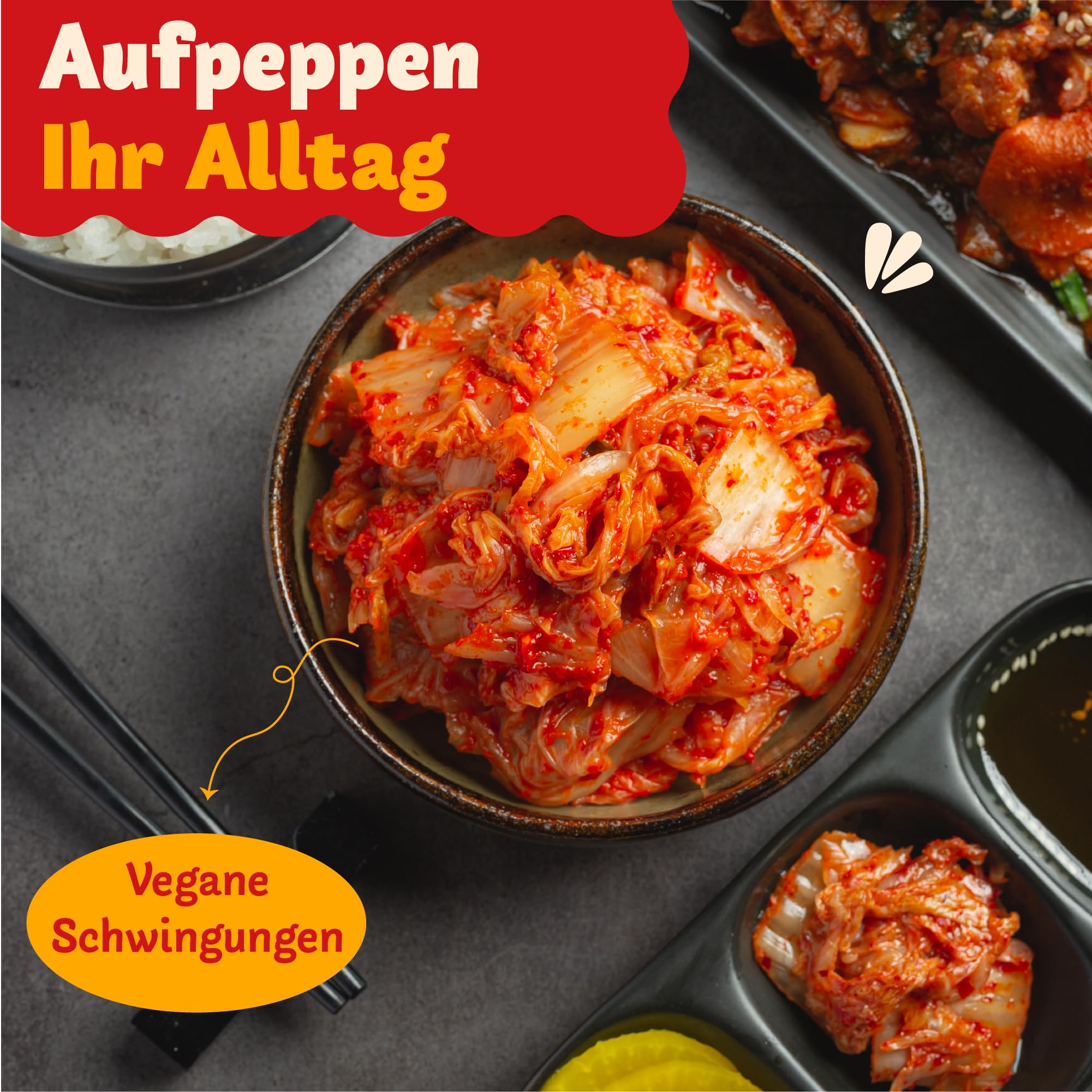 Euro-East Kimchi, Koreanisch Vegan und Glutenfrei eingelegter Chinakohl im koreanischen Stil, leicht Schärfe für europäischen Geschmack, Groß 1er pack (1x3000g)