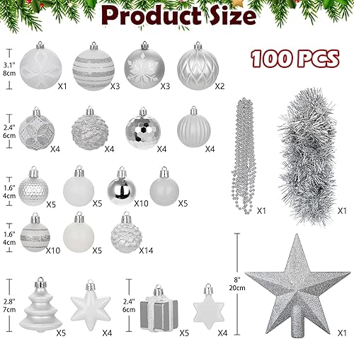 Miniatura 19 de Juego de 75 adornos navideños rojos y verdes - Kit de bolas inastillables para decoración de árbol de Navidad con estrella para coronar el árbol,