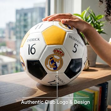 Maccabi Art Official Real Madrid Soccer Ball, Size 5 Football, Authentic Club Logo, Premium Fan Collectible for Training, Play & Display