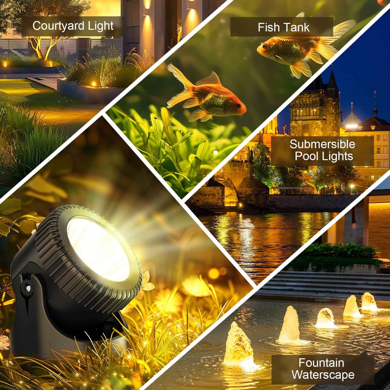 PChero Solar Teichbeleuchtung LED Unterwasser, Unterwasserbeleuchtung Strahler Poolbeleuchtung Unterwasser Licht IP68 Wasserdicht Teichlicht für Pool Teich Garten Baum Innen Außen Deko