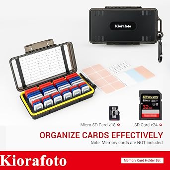 Kiorafoto SD MSD Card Holder Case with 3 Colors Clear Plastic Box