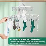Premium Foldable Clothes Drying Hanger with 20 Clips, Anti-Rusty Plastic Drying Rack for Socks, Lingeries, Delicates and Baby Clothes