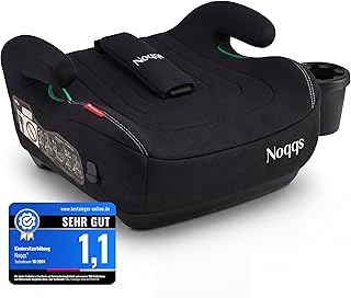 Premium Kindersitzerhöhung Auto ohne ISOFIX – ECE R129 i-Size 125–150 cm – extra breit & gepolstert – inkl. Gurtpolster & Getränkehalter – Schwarz