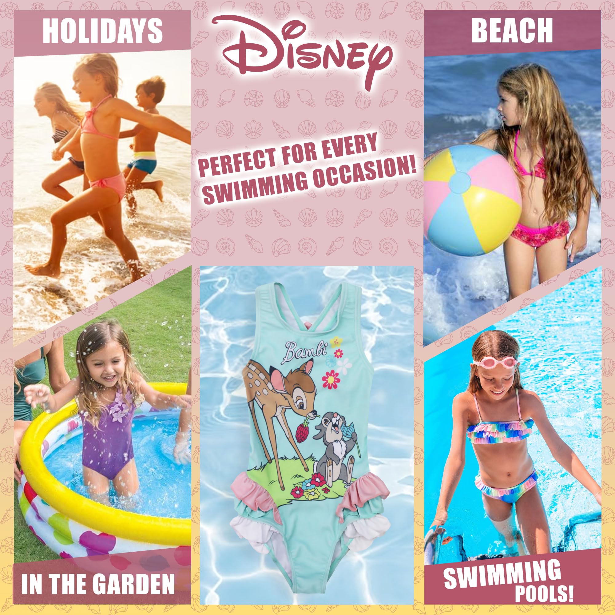 Disney Costume da Bagno Intero Mare Bambi per Neonato Bambina 1 Pezzo Bimba 6661