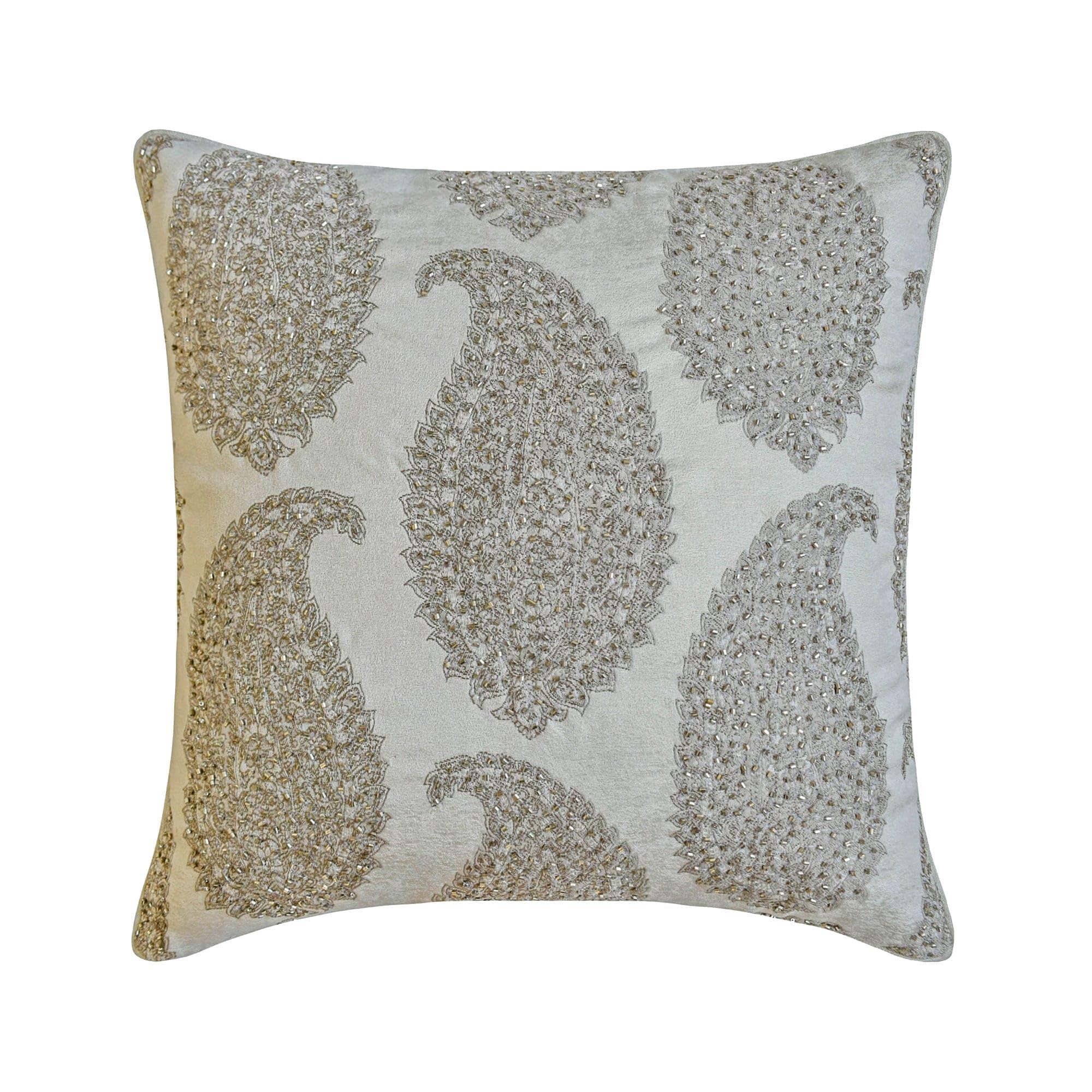 The HomeCentric Decorative Throw Cushion Cover Silver 50x50 cm (20"x20") Jacquard Paisley Pillow Covers For Outdoor Furniture, Paisley Contemporary Style - Paisley Silver Queen — image 1