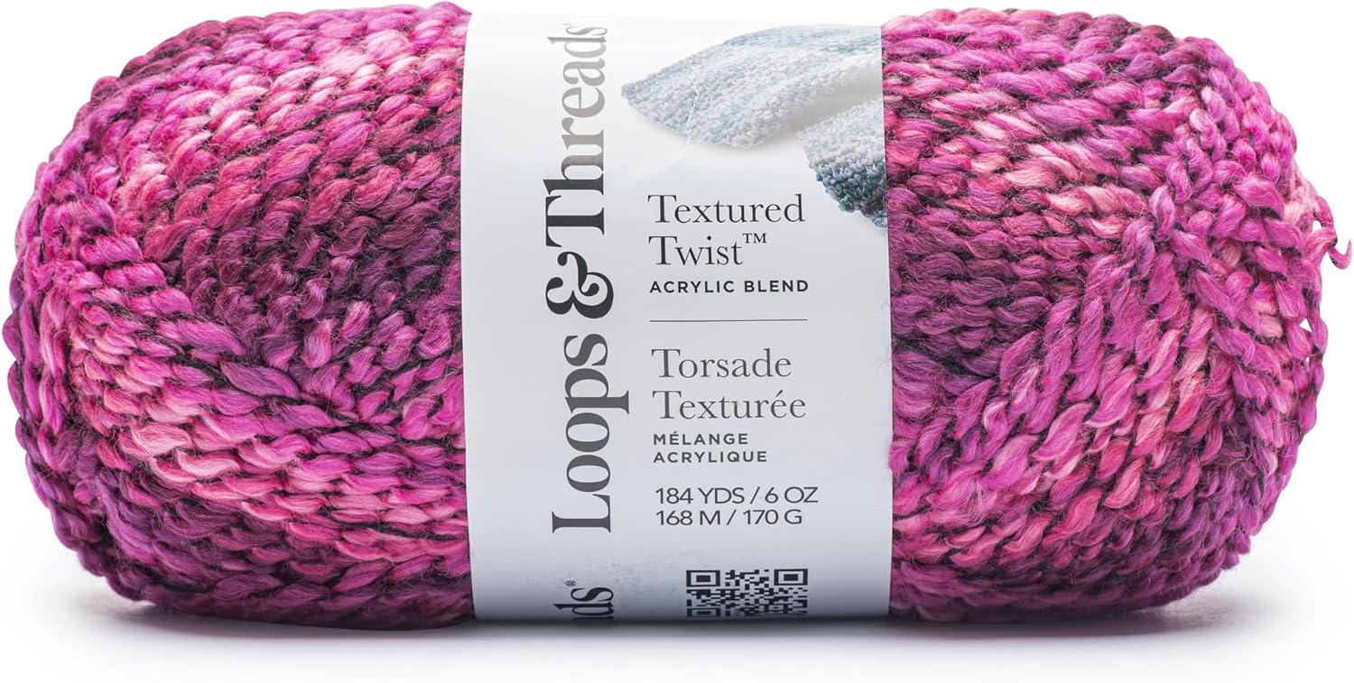Loops & Threads Textured Twist Yarn - Yarn for Knitting, Crochet, Weaving, and Arts & Crafts - Rose Garden, Acrylic Blend, 6 oz
