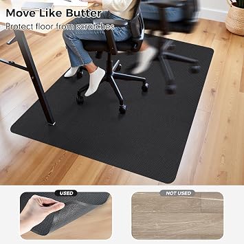 Sycoodeal Chair Mat,Office Chair Mat for Hardwood and Tile Floor, Heavy Duty Floor Protector for Rolling Chairs,Non-Slip,Computer Mat for Home Office 36 x 48(Black)