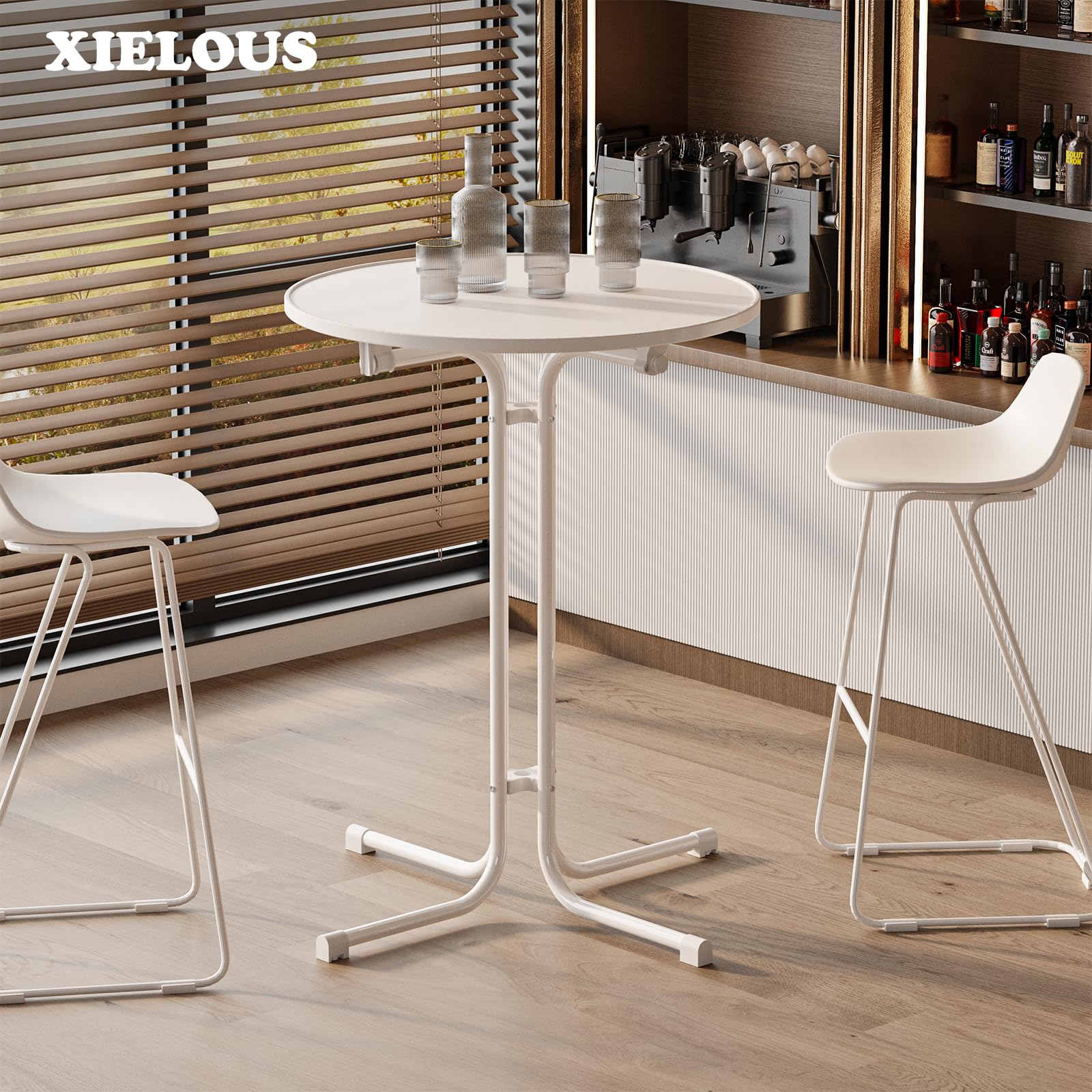 Stehtisch klappbar Bistrotisch, Klappbarer Runder Stehtisch Mit Abdeckung, Wetterfest Für Gärten, Bistro, Hochzeiten Und Outdoor Anlässe, weiß