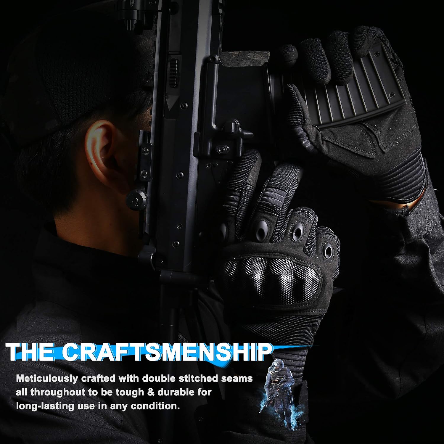 wtactful Touch Screen Airsoft Full Finger Gloves for Motorcycle Cycling Motorbike ATV Hunting Hiking Riding Camping Work Sports Gloves