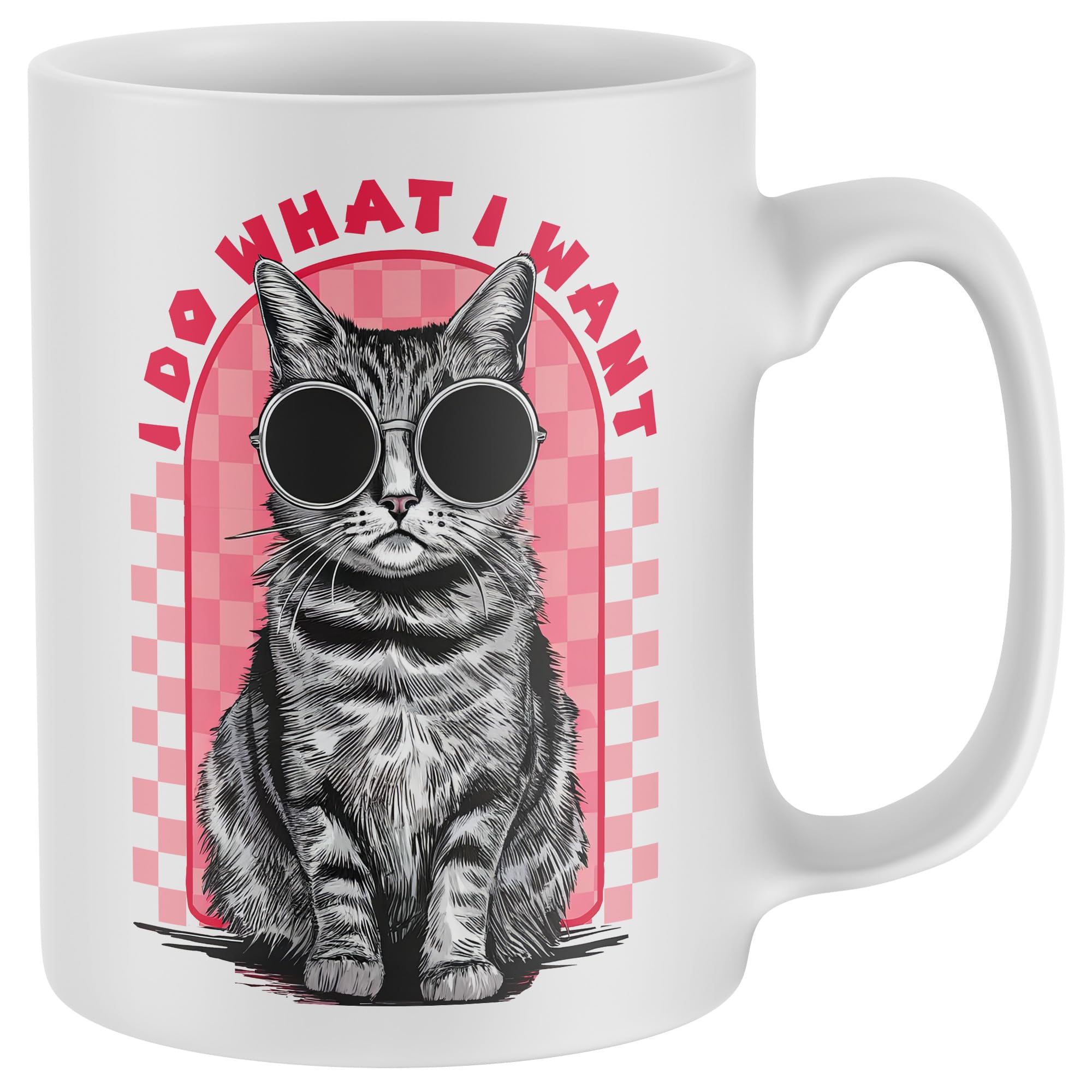 Purple Print House Cool Cat Mug I Do What I Want Funny Cats Lover Tea Coffee Cup Gift