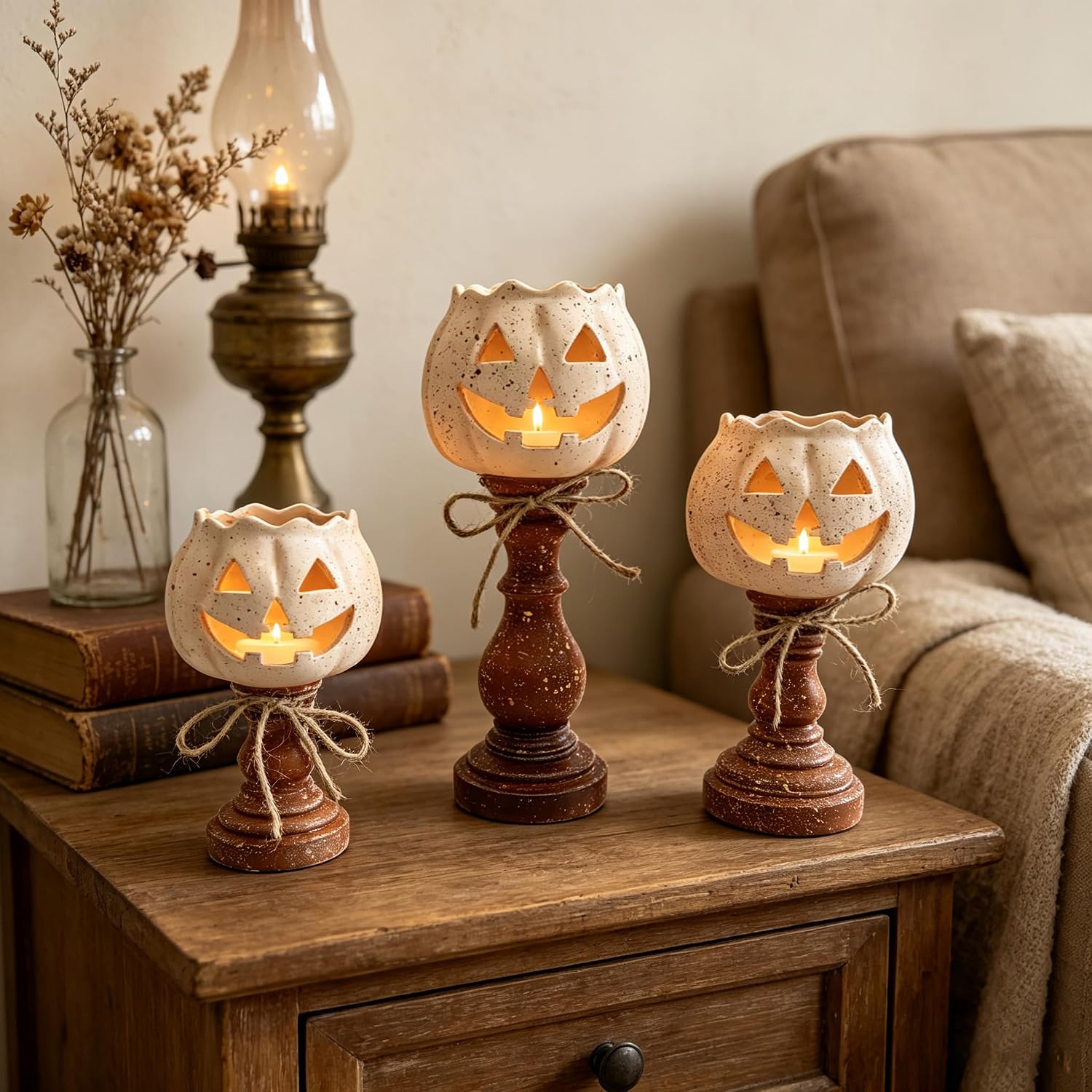 Pumpkin Tealight Candle Holder Set of 3