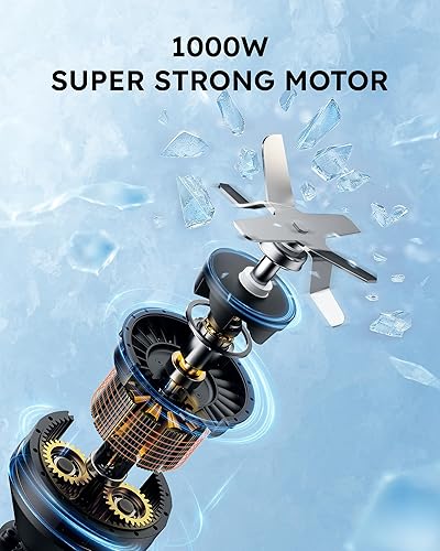 Miniatura 3 de Sangcon Licuadora de 1000 W para batidos, licuadoras para cocina con (3) tazas (2) cubiertas de boquilla, (1) tapa de almacenamiento (1) tapa para