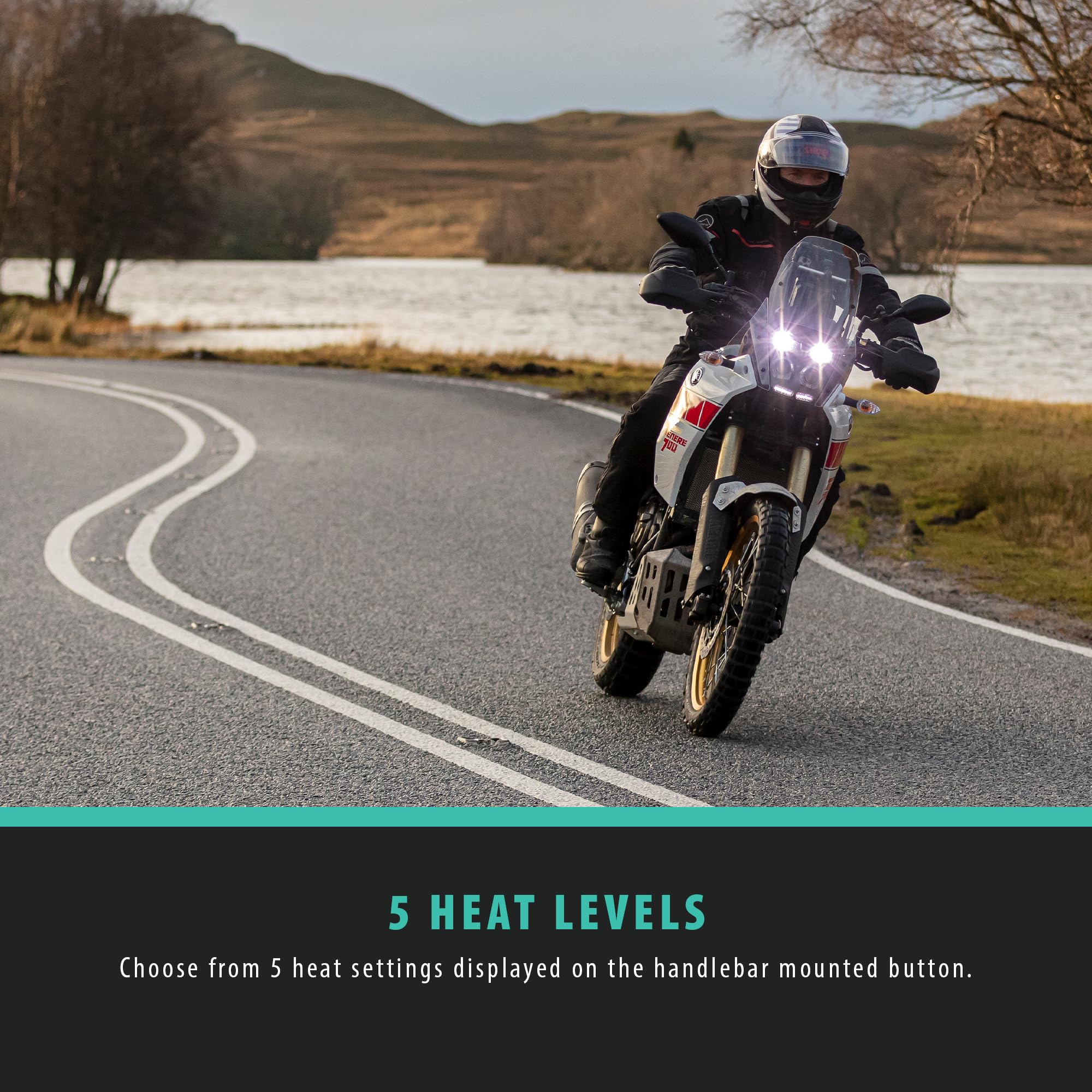 Ultimateaddons Poignées chauffantes essentielles pour moto avec 5 niveaux de chaleur, mémoire de réglage et système de contrôle externe pour guidon de 22 mm de diamètre