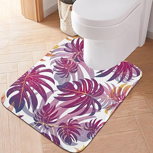 Miniatura 6 de Alfombra de baño de hojas de palma, alfombra de baño suave y absorbente, alfombra de baño lavable, alfombra de baño antideslizante, alfombra de