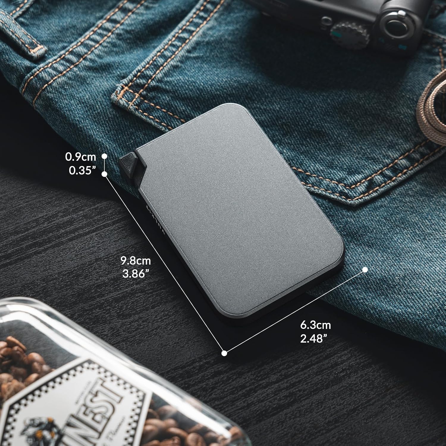 VULKIT Aluminum Card Holder Pop up RFID Blocking Slim Wallet for Men and Women, Holds 5 Cards Minimalist Metal Card Case Space Grey