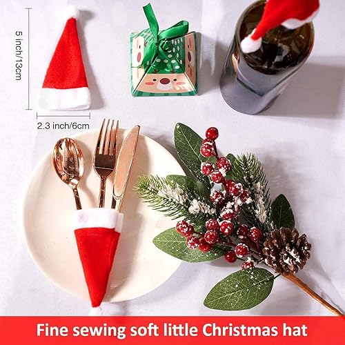 Miniatura 3 de 26 fundas para sillas de Navidad y sombreros de Papá Noel, cubierta para tapa de botella de vino, decoración de sombrero de Papá Noel de comedor de