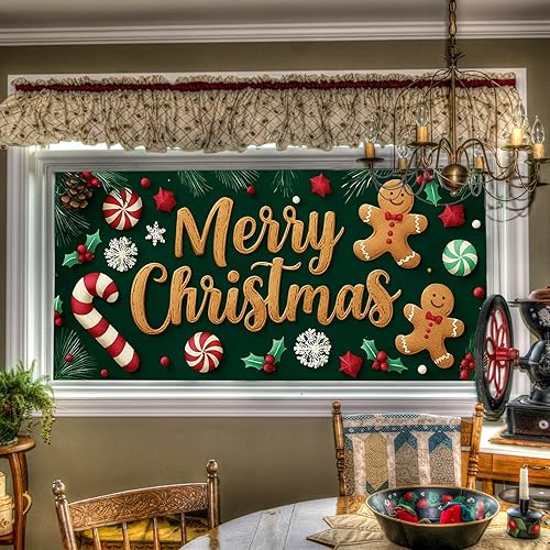 Gingerbread - Cubierta de ventana de vinilo estático de Navidad de PVC, hoja de vidrio de privacidad de 39.3 x 17.7 pulgadas, panel decorativo,