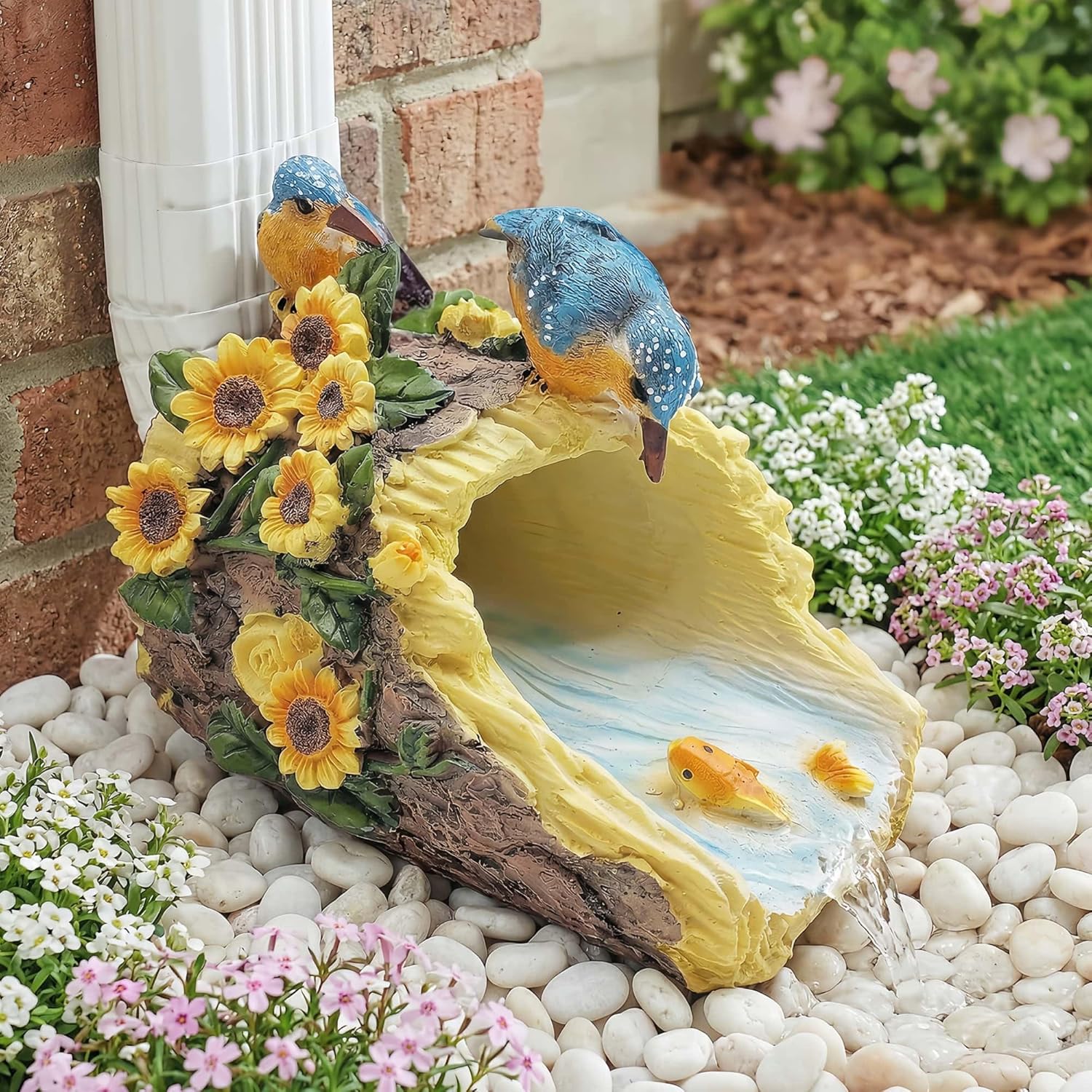 Hummingbird Gutter Extender Diverter, Decorative Downspout Extensions, Splash Block, Eco-Friendly Resin, 3"x4" Downspouts, Unique Garden Statue Ornament, Ideal Outdoor Decor Gift