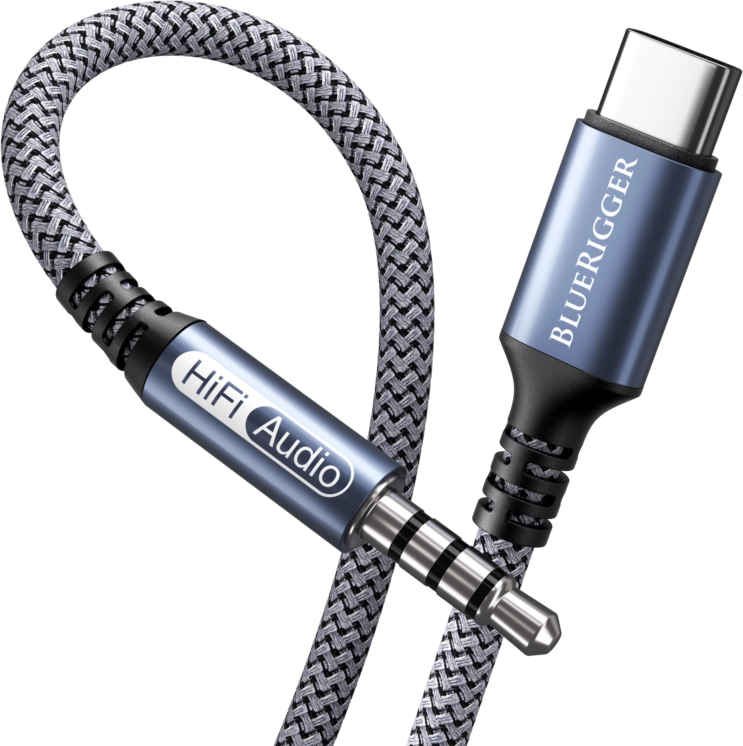 - BlueRigger USB C to 3.5mm Audio Cable - (6FT, Male AUX to USBC, Type C AUX Cord, USBC to Headphone Jack Cable, USB-C Dongle, Type C to 1/8) - Compatible with Phone, Tablet, Laptop