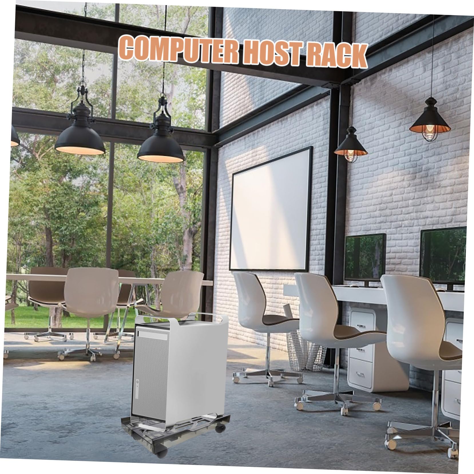 HOMSFOU Soporte Ajustable para CPU con Ruedas Estante Móvil De Ordenador Diseño Retráctil y Ventilado para Escritorios y Alfombras Ajustable