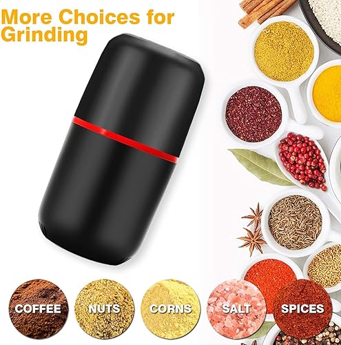 Miniatura 6 de Molinillo eléctrico para hierbas, molinillos de café, molinillos para especias y hierbas con cepillo de limpieza, color negro