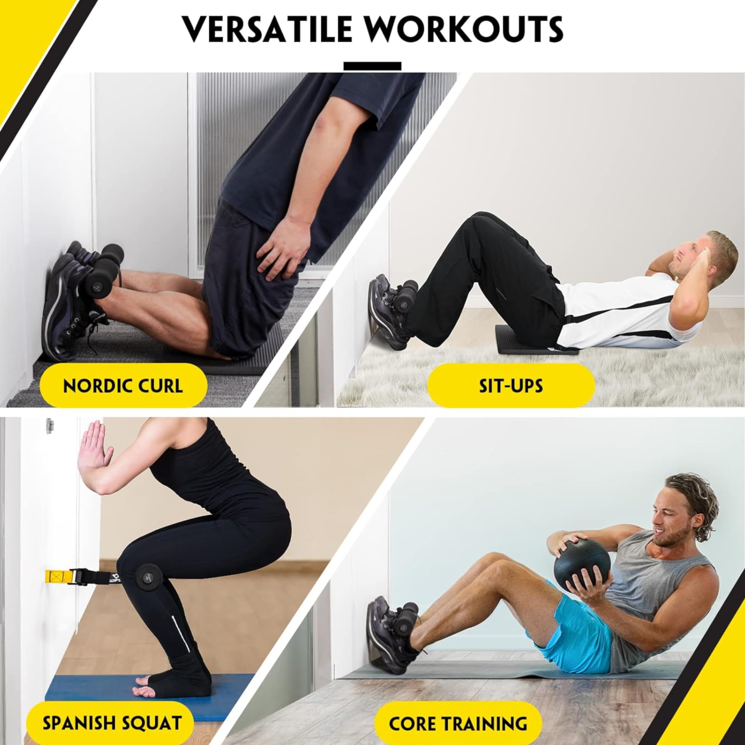 Omount Nordic Hamstring Curl Strap Home Gym Fitness Exercise Equipment for Men and Women Workout for Abs and Strength Anywhere Jim Kit for Calisthenics Curl Leg Exercising Set Machine 4