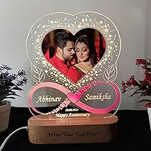 SHAYONA Acrylic 3D LED Photo Lamp, Personalized Heart Shape, Digital UV Printed Photo, Anniversary Gift for Couples, Wife, Husband, Parents, Customized Photo, Name and Date,Multicolor 28CM