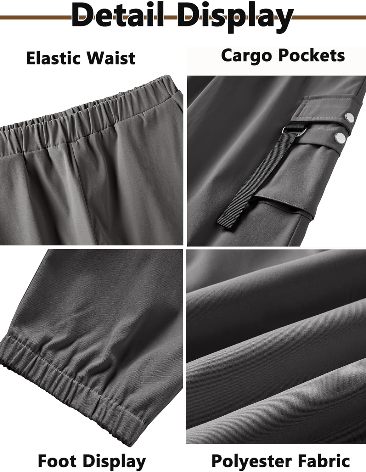 Arshiner Boys Cargo Joggers Pants Kids Elastic Waist Casual Pants Lightweight School Pants with 4 Pockets 5-12 Years - Image 6