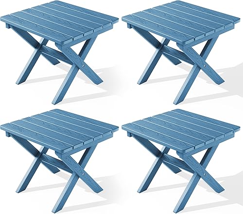 Miniatura 18 de SERWALL Mesa auxiliar Adirondack, mesa auxiliar para exteriores, sin montaje, mesa plegable pequeña de HDPE para patio trasero, piscina, porche