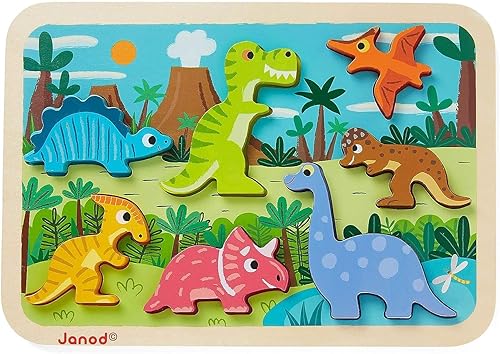 Miniatura 1 de Janod Rompecabezas grueso de dinosaurio - 7 piezas - Edades 18 meses + - J07054