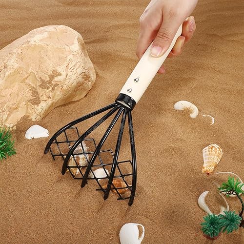 Miniatura 2 de Yardwe 2 rastrillos de almejas de acero al carbono con red de malla, excavadora de conchas de garras de 10.23 pulgadas para mariscos, playa y