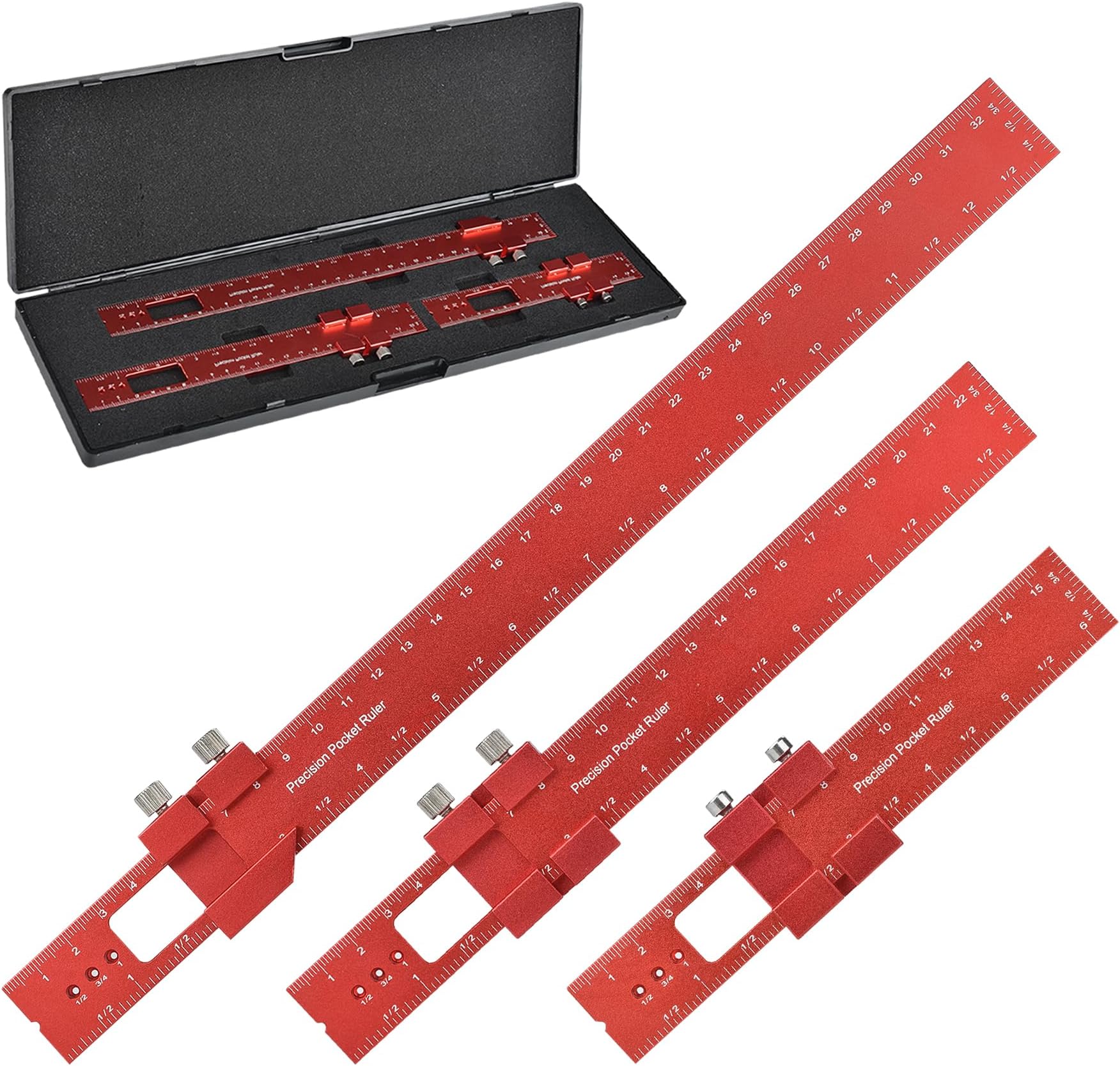 - Woodworking Ruler Precision Pocket Rule - BOXmime 12,8,6 Inch Metal Slide Stop Marking Ruler Metric Inch Measuring Wood Working Scribing Rulers - Engineers Woodwork Adjustable Sliding Ruler