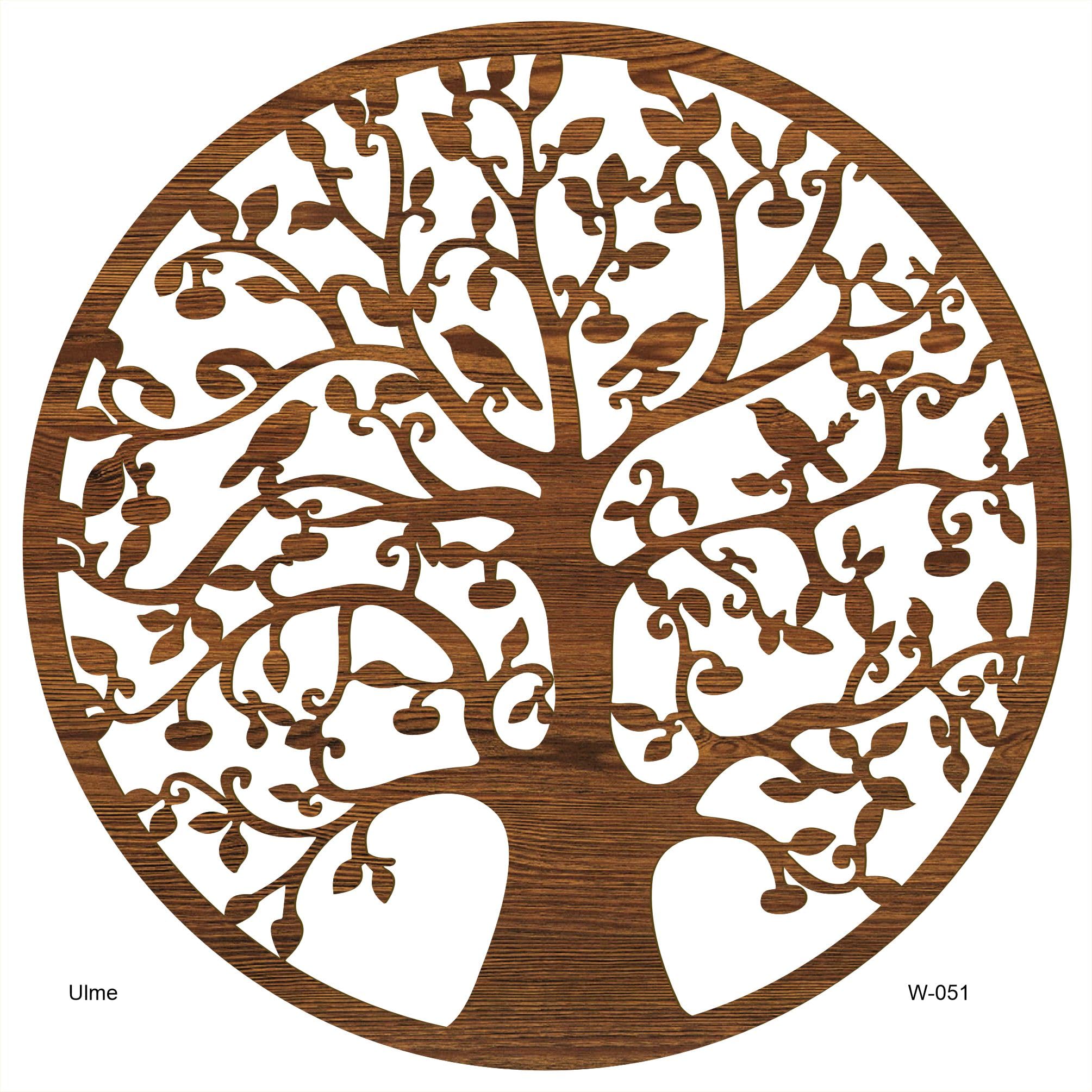 Lebensbaum Holz Ø 39/49 cm - 8 Holz-Optiken-Wandbild - edle Dekoration - Baum des Lebens - ideale Geschenkidee