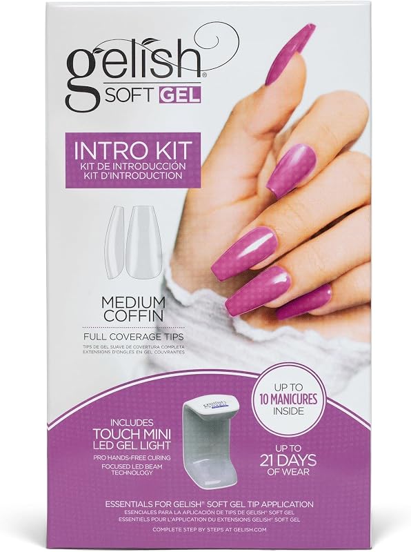 Gelish Soft Gel™ Intro Starter Full Coverage Press On Tips Medium Coffin Kit