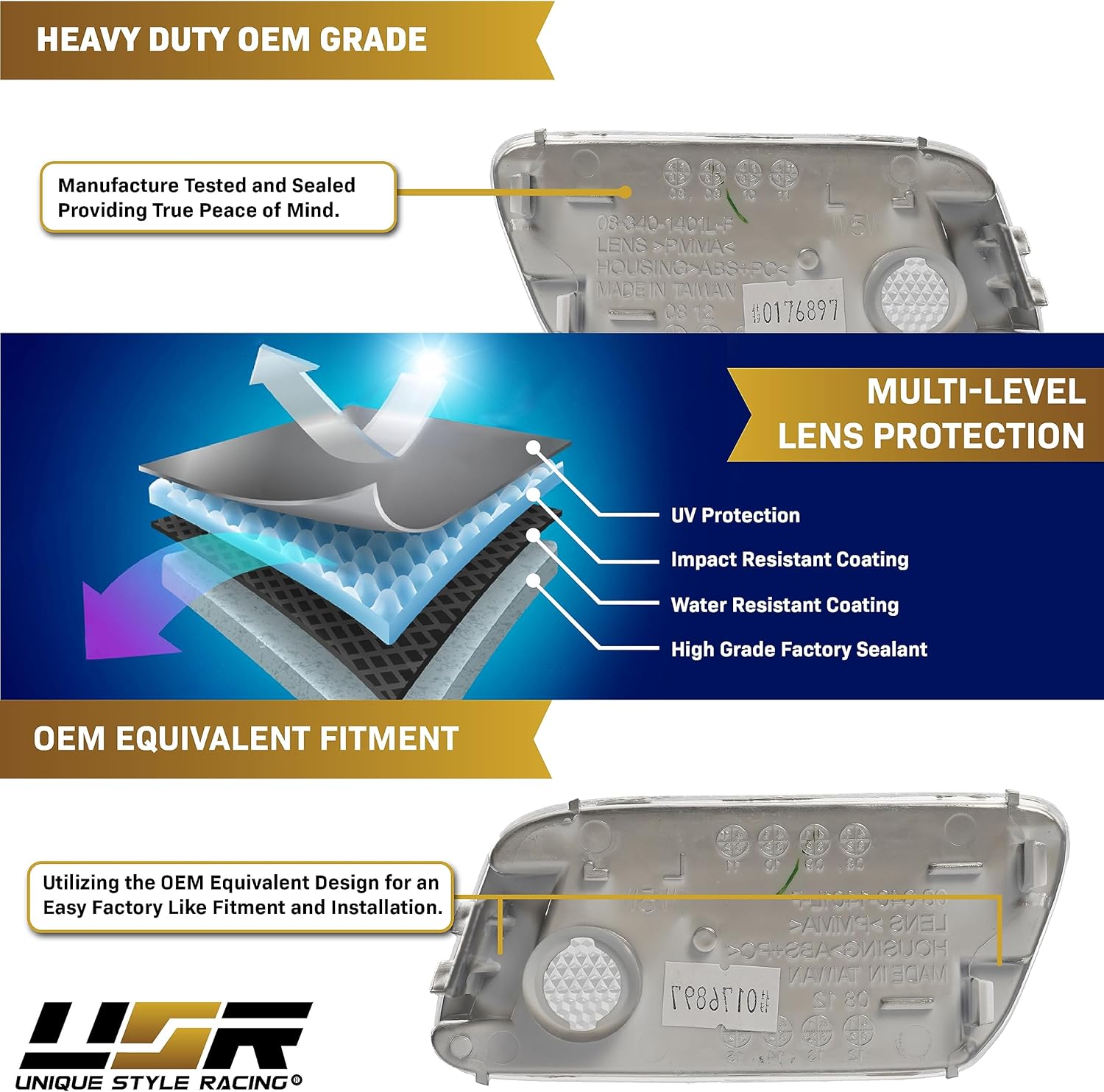 USR DEPO 96-02 W210 E-Class Clear Bumper Side Marker Light Assembly Set (Left + Right) Compatible with 1996-2002 Mercedes Benz W210 E Class