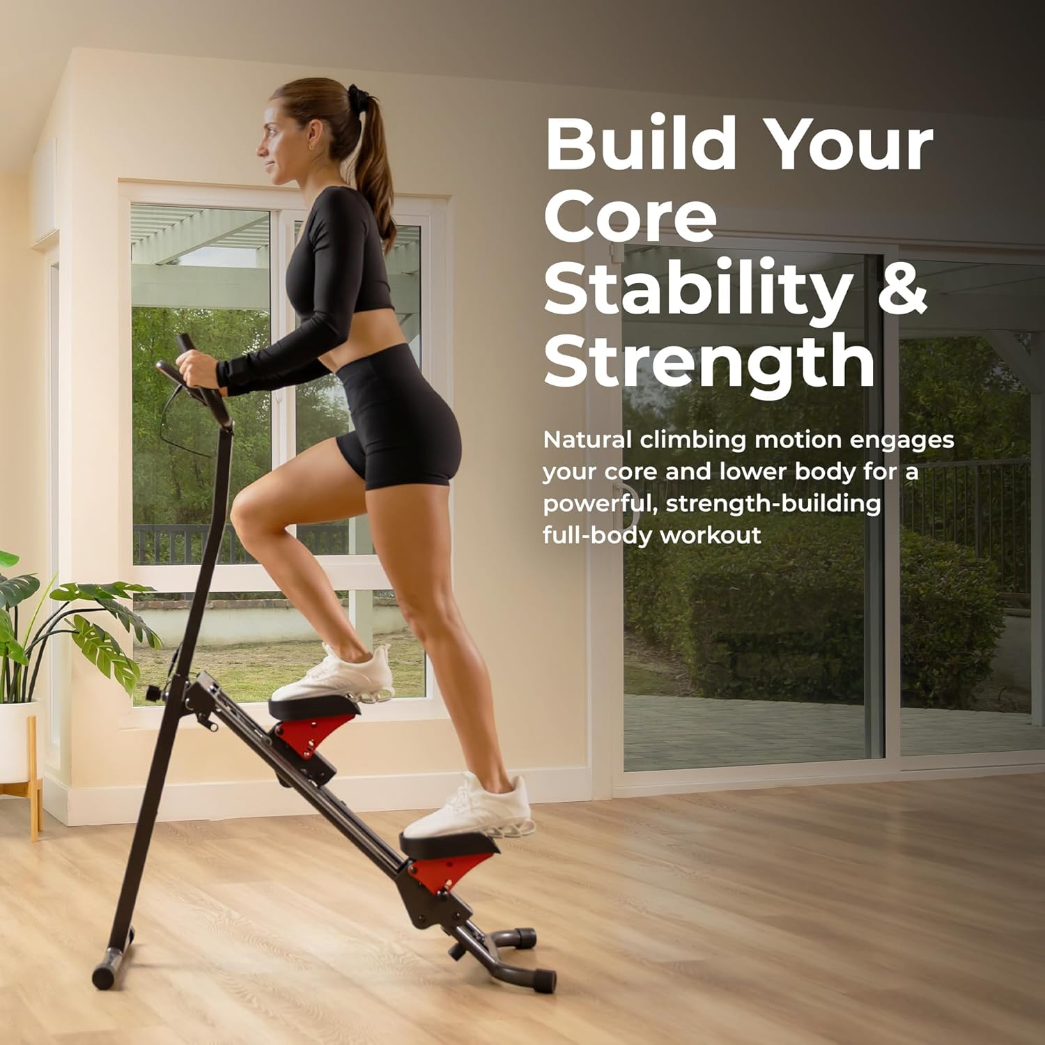 Sunny Health & Fitness Smart Foldable Cardio Stair Stepper, Vertical Climber Exercise Machine for Home Workout, Extended Step Range