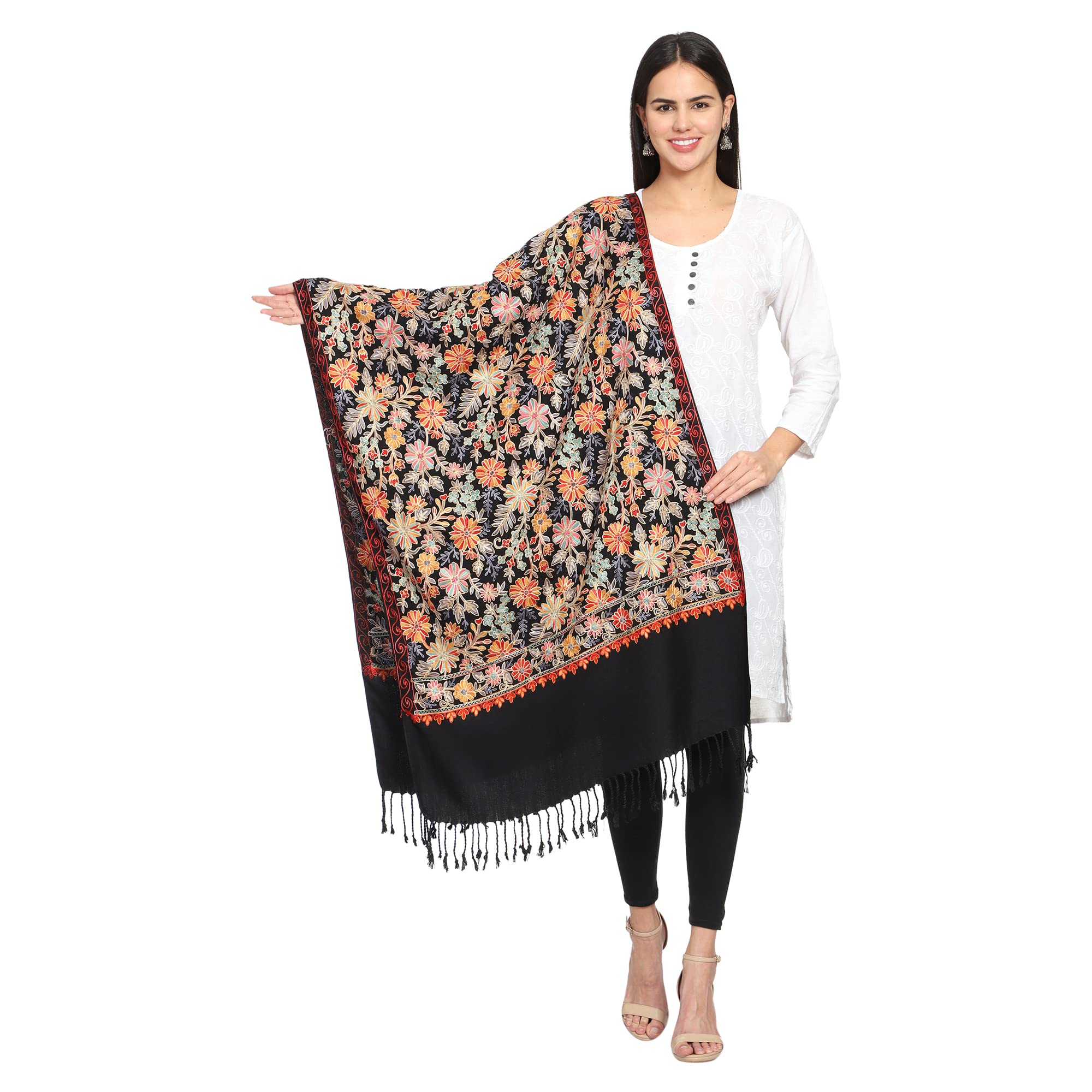 Women's Kashmiri Aari Embroidered Wool Stole-image-36