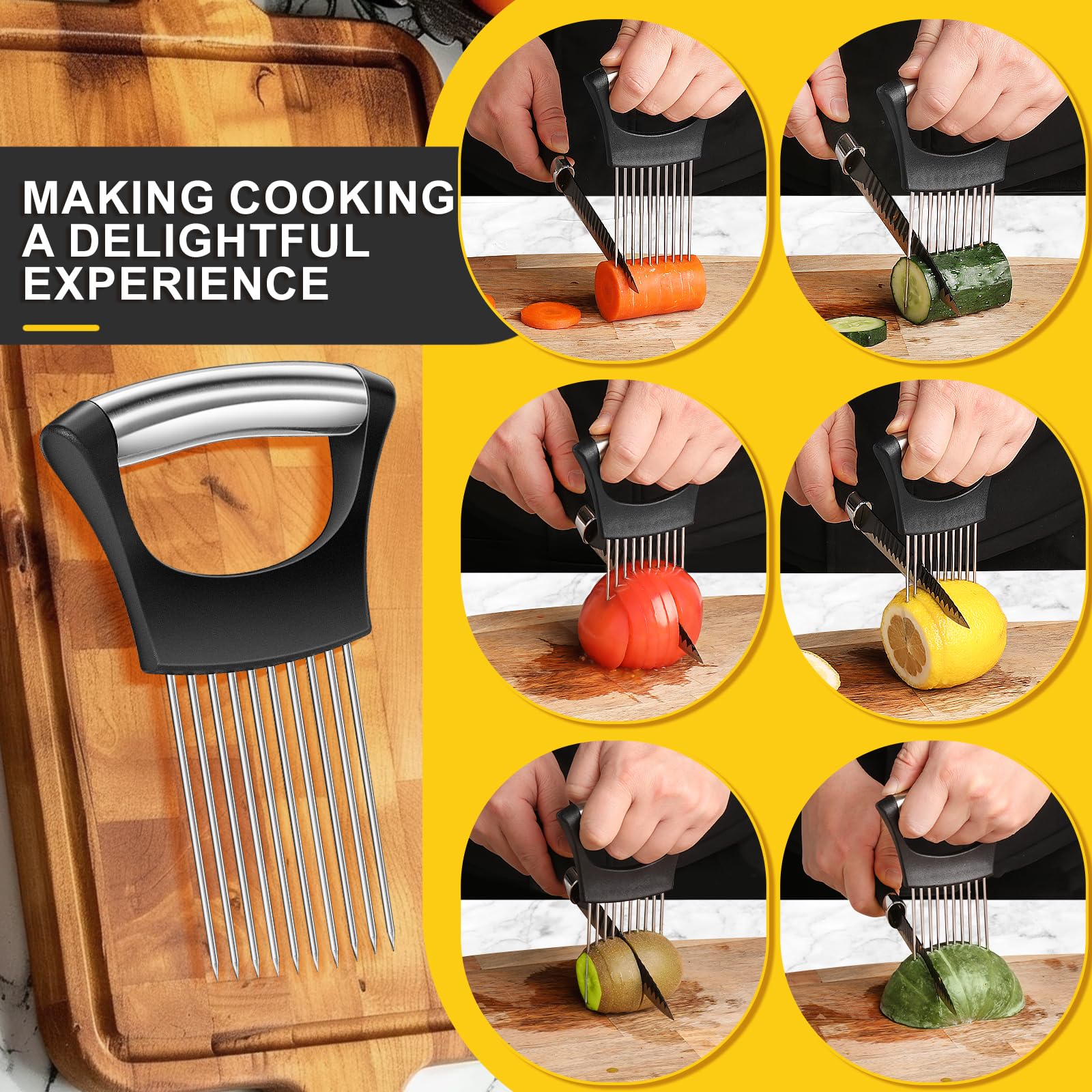 Cortador de cebolla de alta calidad 2025, soporte de cebolla de acero inoxidable para cortar cebolla, kiwi, tomates, aguacates, huevos, limón, carne, cortador de cebolla de tercera generación 4