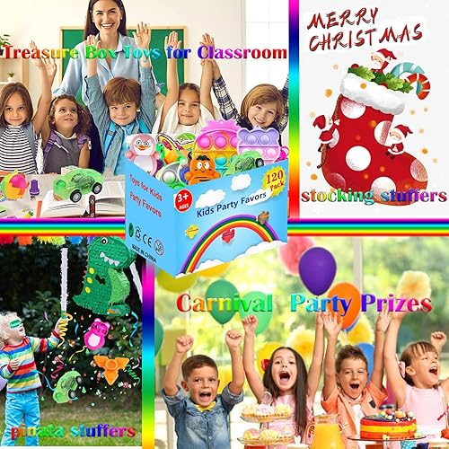 Miniatura 7 de 120 piezas de juguetes de fiesta para niños, caja del tesoro, premios de carnaval para recompensas escolares, rellenos de calcetines de Navidad,