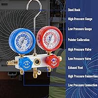 Vista 4 de BACOENG Juego de bomba de vacío de CA de 3.6CFM y medidor – Kit de bomba de vacío mini split doméstico para refrigerantes R410A – con adaptador mini