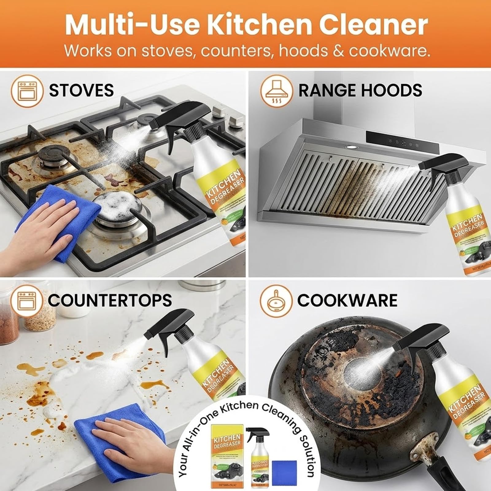 Heavy Duty Kitchen Degreaser środek do czyszczenia piany, środek do usuwania plam z oleju i tłuszczu, do naczyń kuchennych i blatów roboczych, piekarnika, płyty kuchennej, okapu kuchennego (5 szt.)