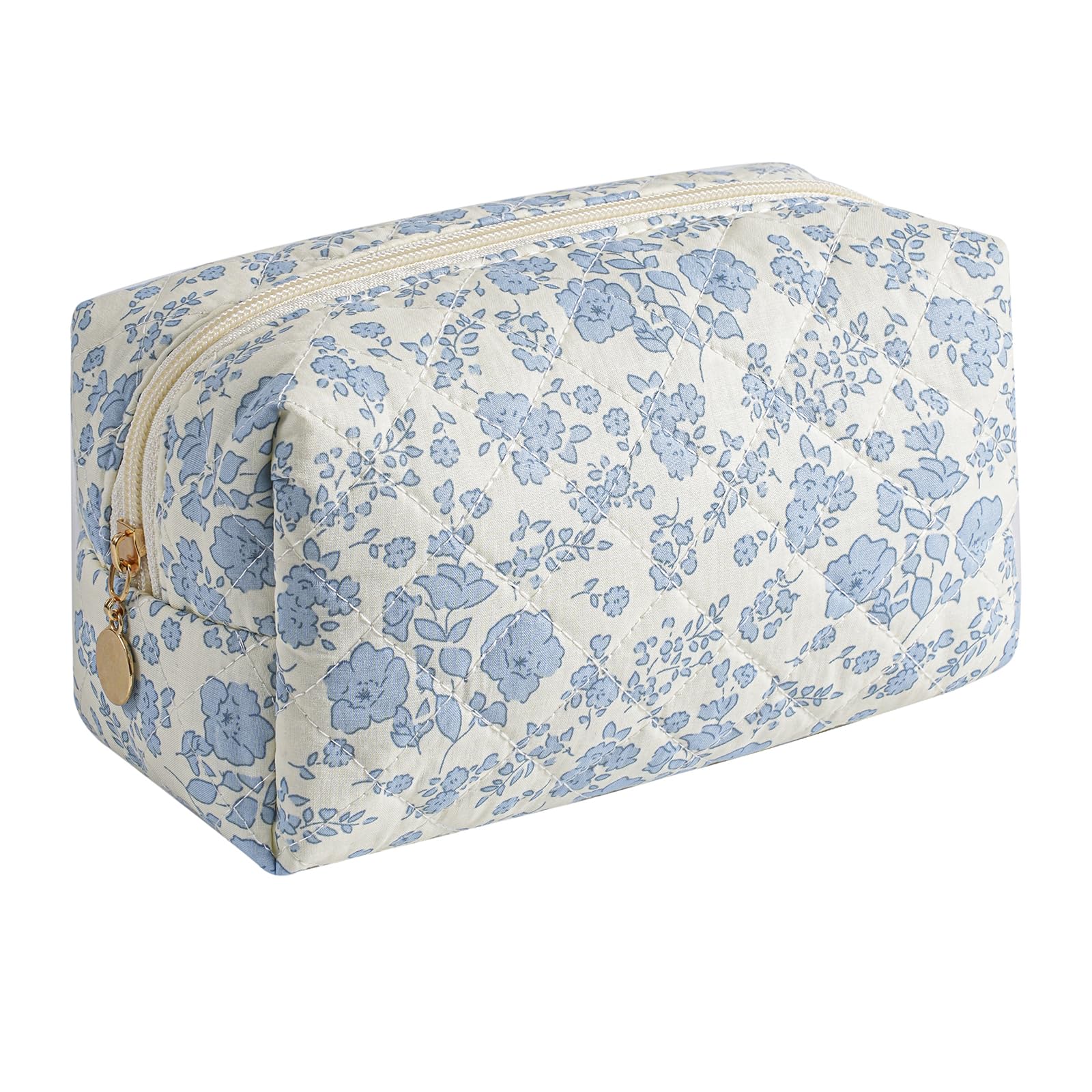 HHQQWZ Makeup Bag Travel Cosmetic Bag for Women Girls, Zipper Make Up Pouch, Floral Flowers Toiletry Organizer Makeup, Portable Storage Cosmetic