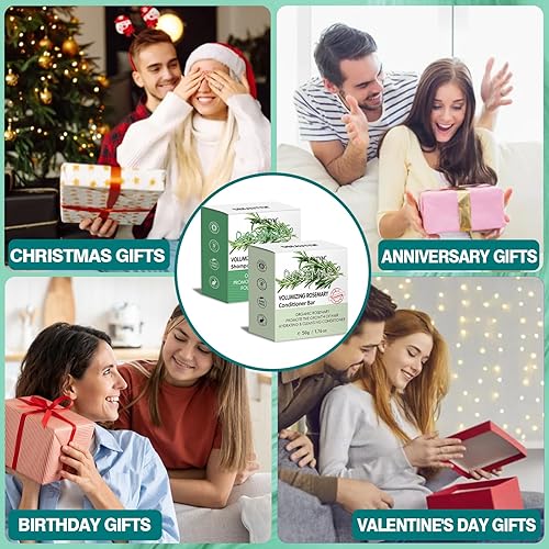 Miniatura 7 de Juego de 2 barras de champú y acondicionador de romero, champú voluminizador para cabello fino y barra acondicionadora para hombres y mujeres,